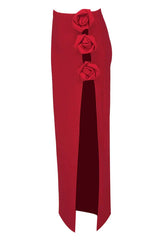 Floor length column skirt with rose embellishments - View 17 | TEVQA