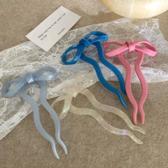 Cute Acetate Bow French Hair Pin - 4 Inch Wavy U-Shaped