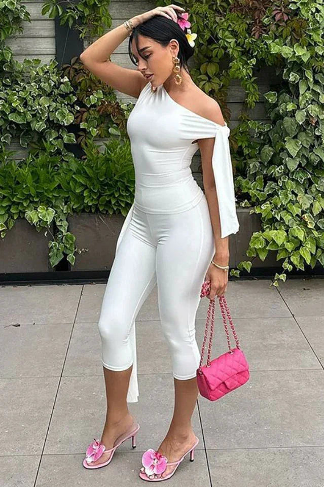 One-shoulder knit pants set - View 8 | TEVQA