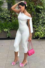 One-shoulder knit pants set - View 8 | TEVQA