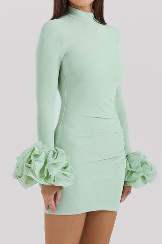 Camilla Pistachio Ruffle Cuff Mini Dress | Dress In Beauty