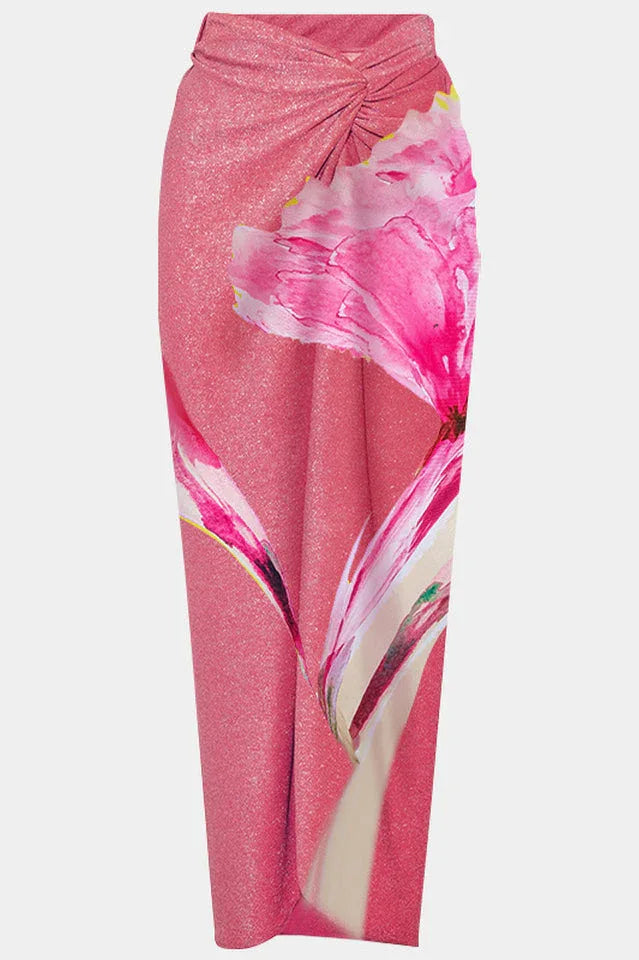 One shoulder floral swimsuit with skirt set - View 6 | TEVQA