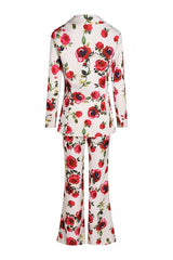 White three piece suit with red roses - View 13 | TEVQA