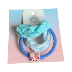 2-Piece Soft Terry Scrunchie & Hair Tie Set with Charm
