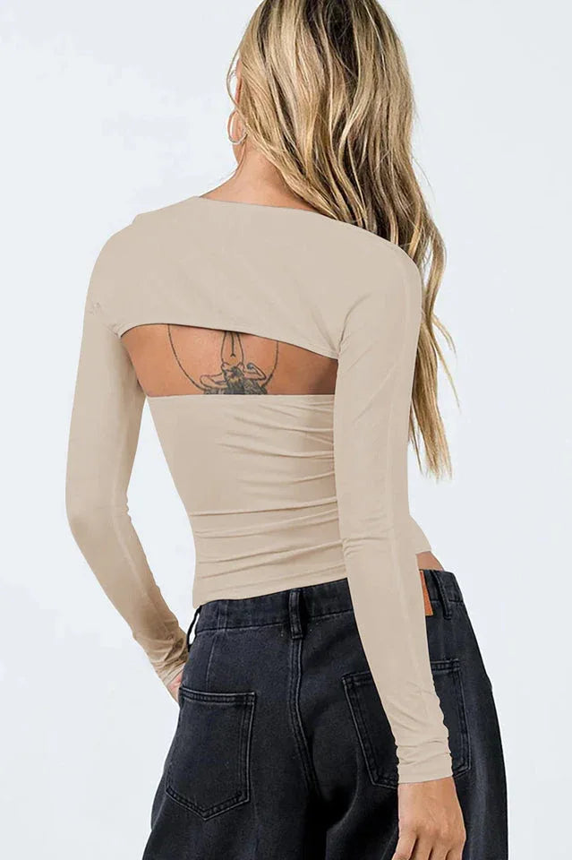 White Two Piece Bolero Tube Top Set - TEVQA