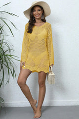 Crochet Knit Beach Cover Up - View 12 | TEVQA