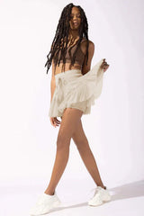 Pirouette Skort with Ruffled Tulle and Drawstring Waist - View 21 | TEVQA
