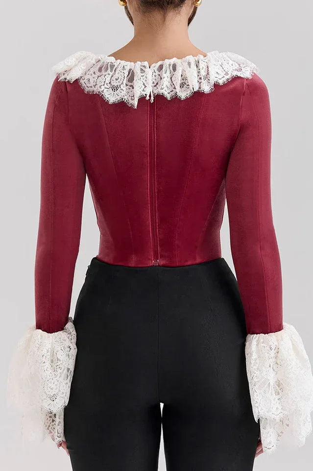 Jacinda Velvet Lace Tunic Top - View 7 | TEVQA