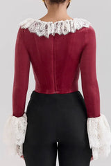 Jacinda Velvet Lace Tunic Top - View 7 | TEVQA