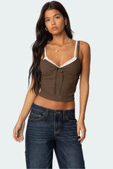 Lace Trim Cropped Tank Top - View 16 | TEVQA