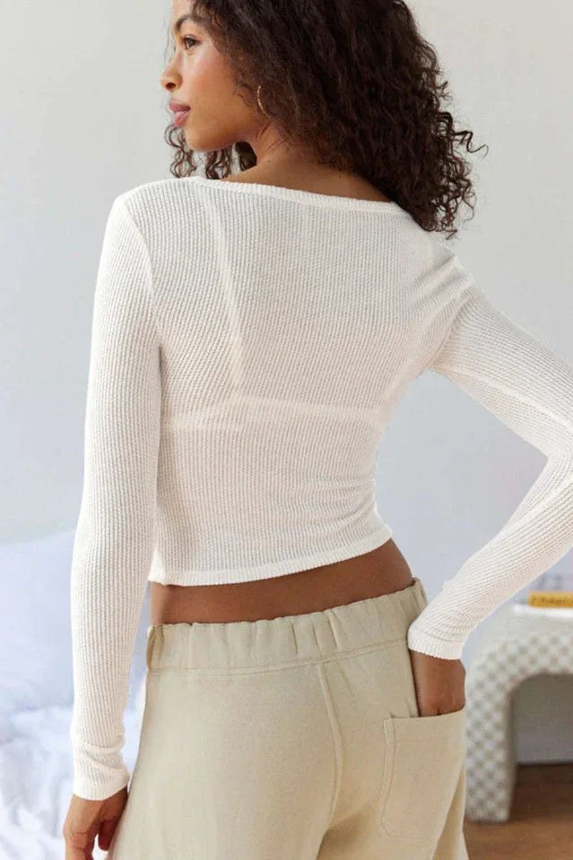Coquette Ribbed Knit Crop Top - TEVQA