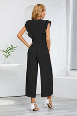 V-Neck Pleats Belted Jumpsuit | Dress In Beauty