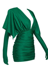 Eirak Ruched Mini Dress with Integrated Gloves - View 17 | TEVQA