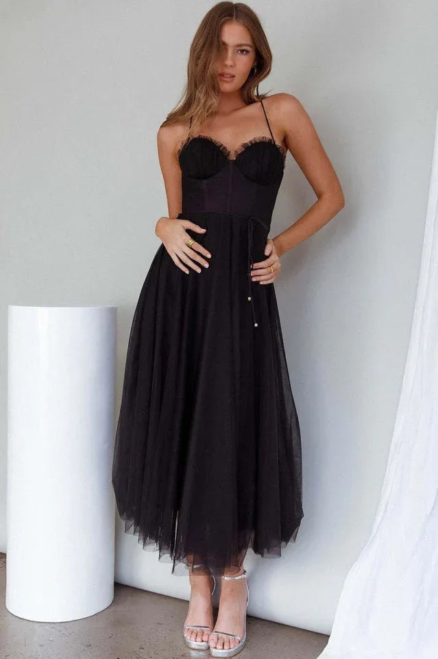 Cindy Tulle Midi Dress - TEVQA