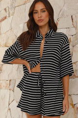 Striped Waffle Knit Two-Piece Set - View 11 | TEVQA