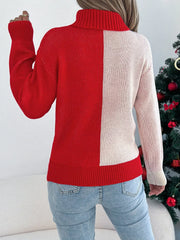 Color block reindeer turtleneck sweater - View 8 | TEVQA