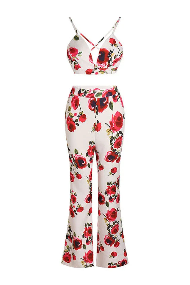 White three piece suit with red roses - View 14 | TEVQA
