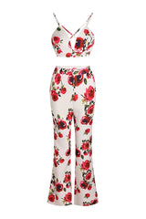 White three piece suit with red roses - View 14 | TEVQA