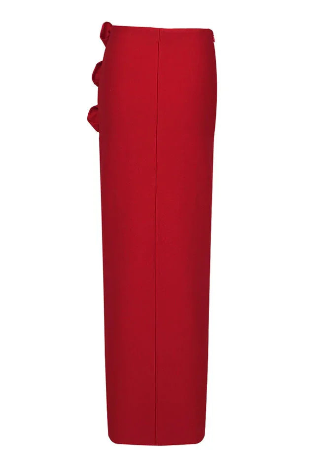 Floor length column skirt with rose embellishments - View 18 | TEVQA