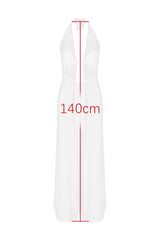 Halter Neck Pleated Hollow White Dress | Dress In Beauty