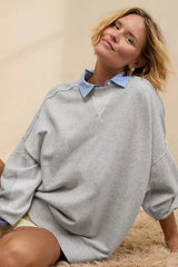 Comfy Chic Raw Seam Oversized Sweatshirt - TEVQA