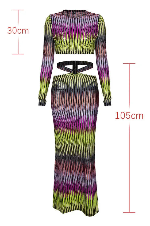Abstract Print Knit Skirt Set - View 7 | TEVQA