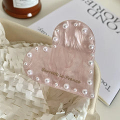 Pearl Heart Hair Claw Clip - View 6 | TEVQA