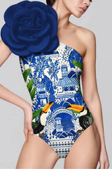 3D Flower One Piece Swimsuit & Skirt Set | Dress In Beauty