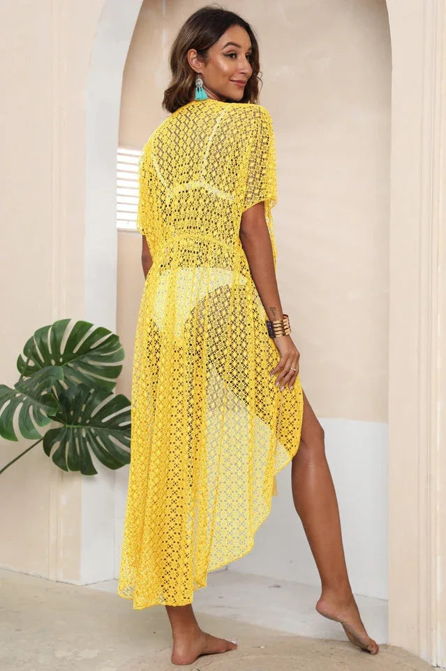 Tied Sheer Cover Up Cardigan - TEVQA
