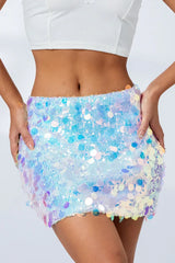 Sequin mini skirt with high waist and zipper closure - View 17 | TEVQA