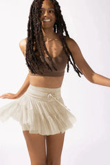 Pirouette Skort with Ruffled Tulle and Drawstring Waist - View 22 | TEVQA