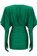 Eirak Ruched Mini Dress with Integrated Gloves - View 18 | TEVQA