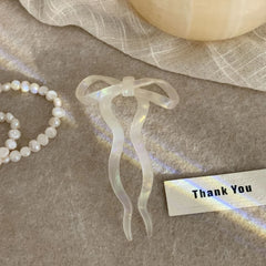 Cute Acetate Bow French Hair Pin - 4 Inch Wavy U-Shaped