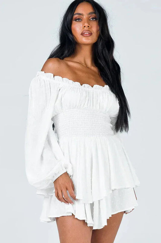 Tiered Swing Skater Romper - TEVQA