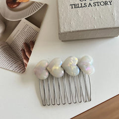 Heart Acetate Hair Comb Pin - 3 Inch Decorative Side Comb