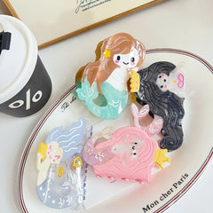 3.3 Inch Whimsical Mermaid Acetate Hair Claw - Solid 31g Premium Clip
