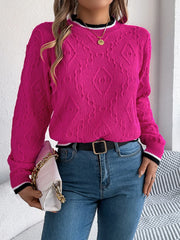 Khaki Textured Knit Sweater - TEVQA