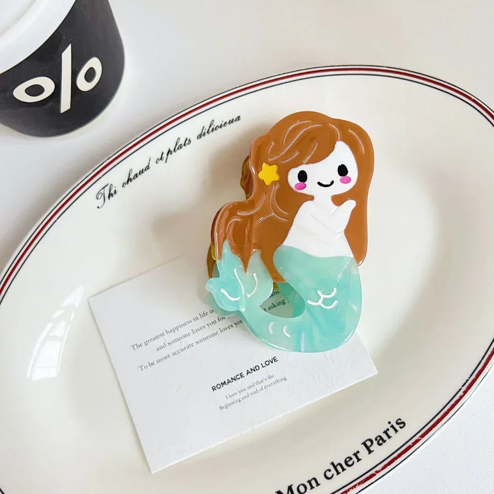 Acetate hair claw clip with mermaid design - View 6 | TEVQA