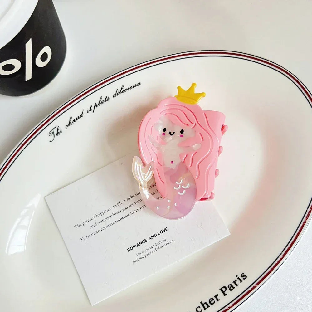Acetate hair claw clip with mermaid design - View 7 | TEVQA