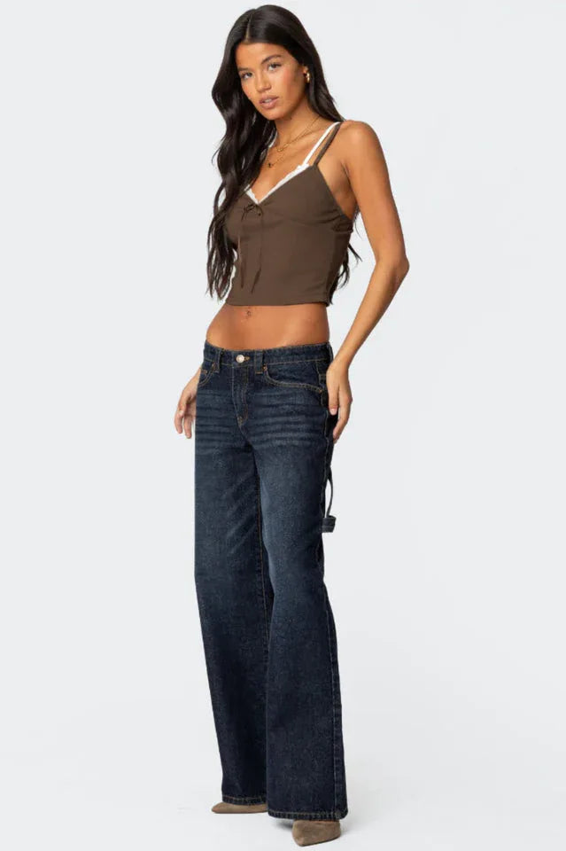 Lace Trim Cropped Tank Top - View 20 | TEVQA