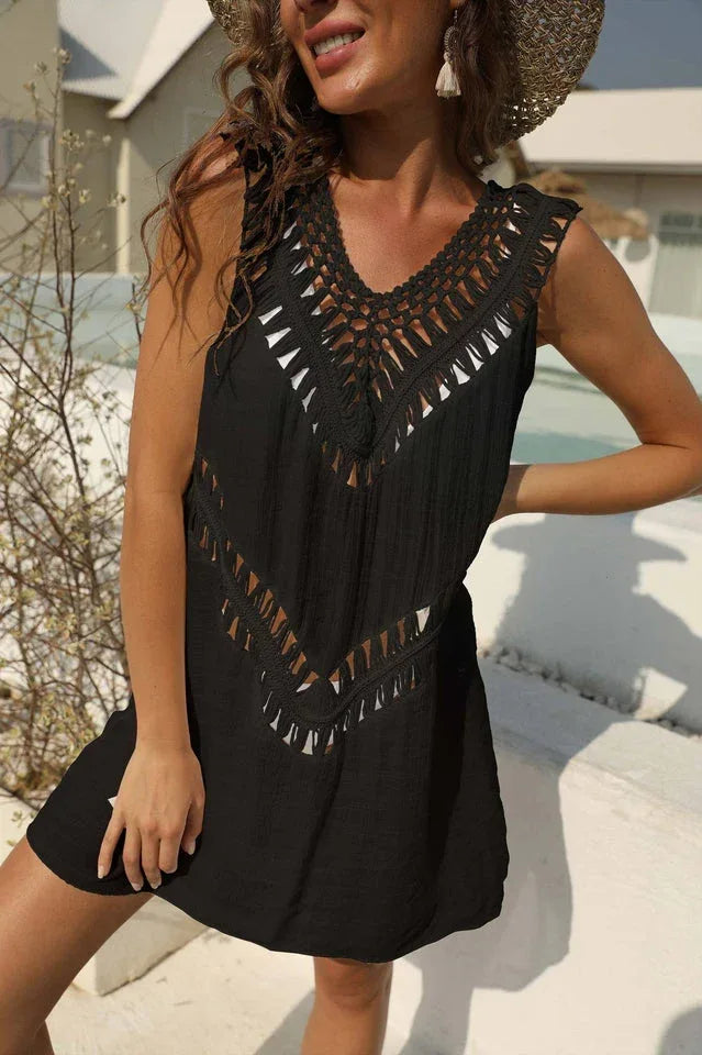 Openwork Knit Beach Cover-Up Dress - View 8 | TEVQA