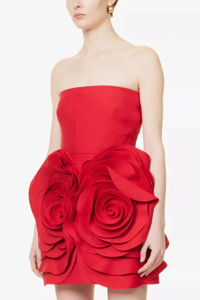 Ayat Strapless Flower Mini Dress - TEVQA