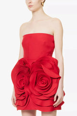 Ayat Strapless Flower Mini Dress - TEVQA