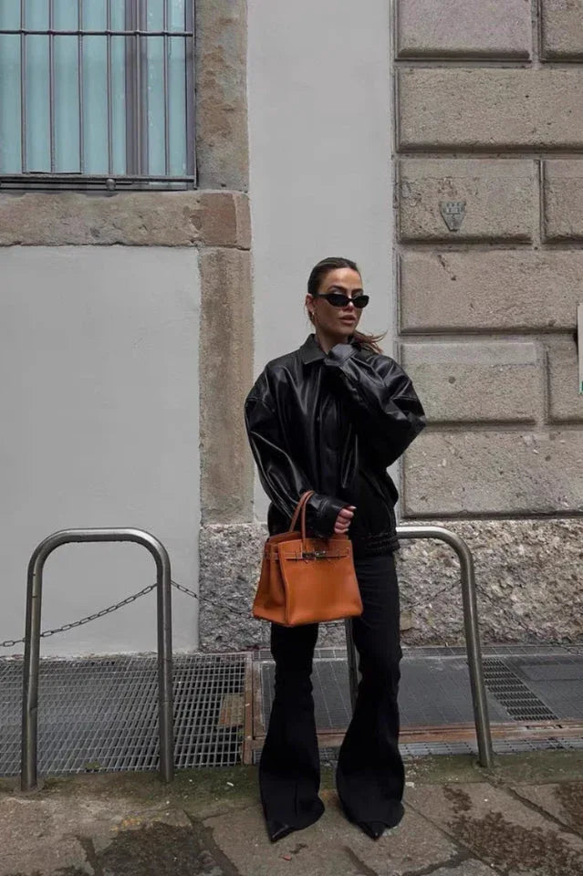 Vegan leather bomber jacket - View 25 | TEVQA