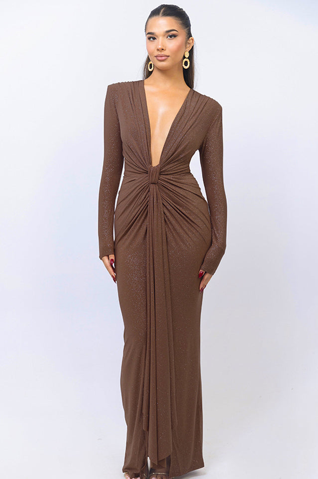 Sparkly long sleeve maxi dress - View 15 | TEVQA