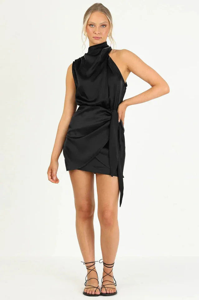 Santorini Satin Mini Dress - View 12 | TEVQA