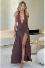 Elegant halter maxi dress - View 6 | TEVQA