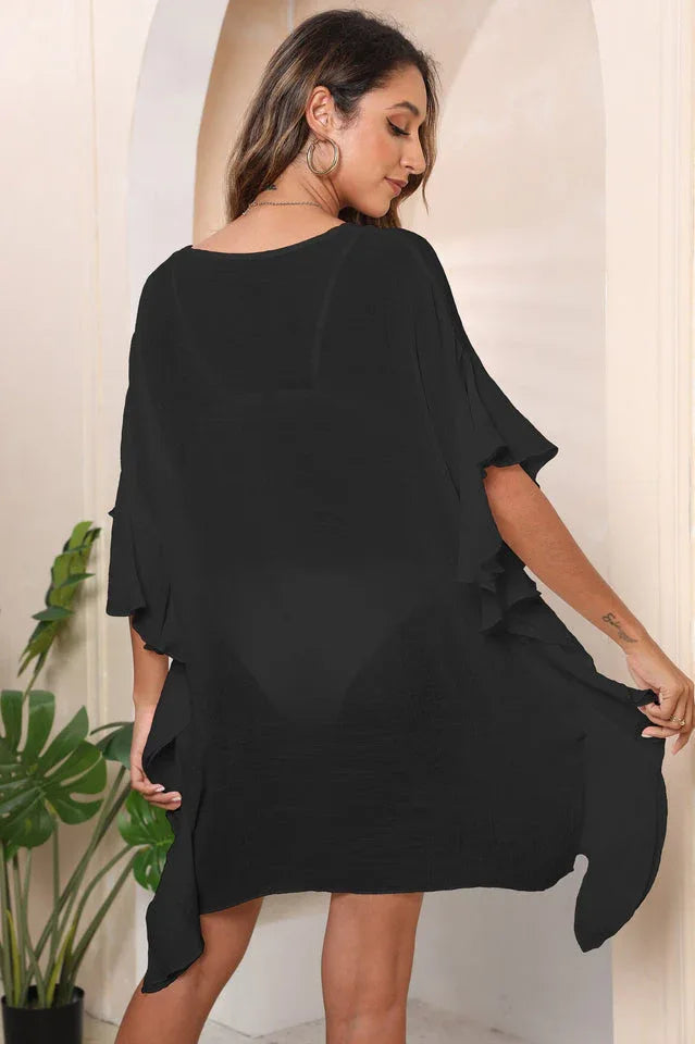 Ruffle Beach Cover Up Dress - View 9 | TEVQA