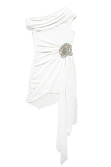 Asymmetric Embroidered Rose Mini Dress | Dress In Beauty