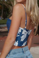 Structured floral print corset top - View 7 | TEVQA